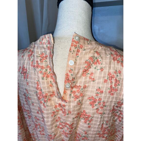 NWT $90 LOFT size Large Peach Pink Floral Liner Slip Elastic Wrist Waist Dress - Picture 7 of 12